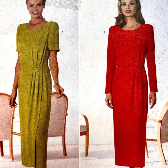 Butterick Pattern Dress Easy Midi 12 14 16 Semi Fitted Mock Wrap 4557 Vtg 90s - Picture 1 of 4